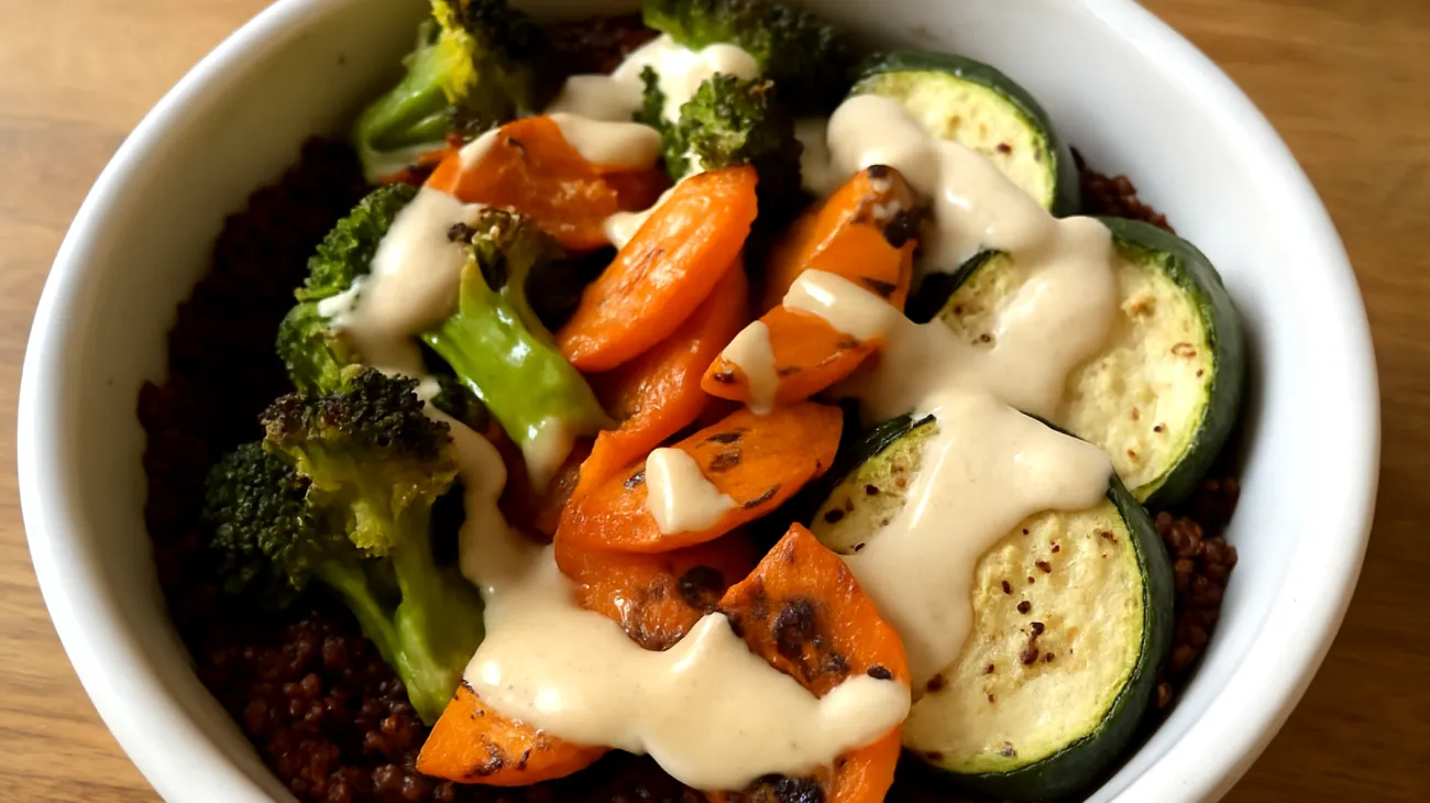 Canihua Bowl con verdure grigliate e salsa tahina al limone"