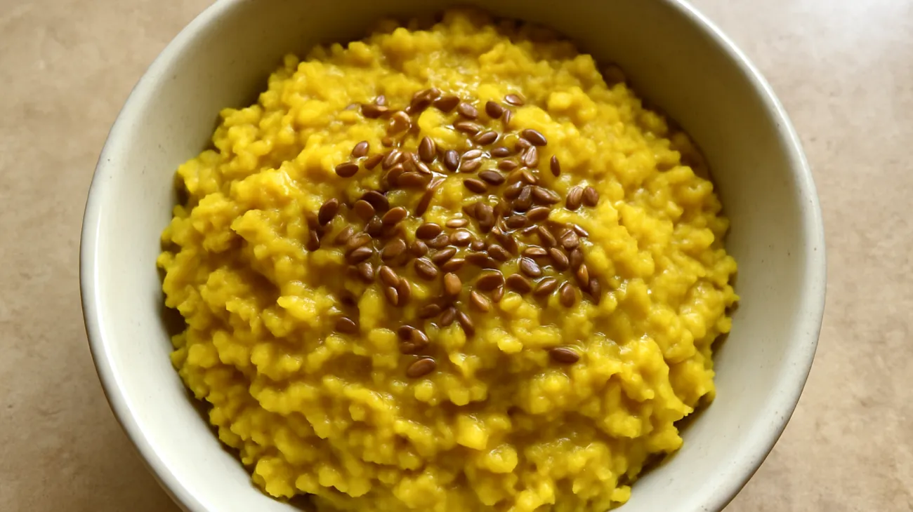 Kitchari con semi di lino e curcuma"
