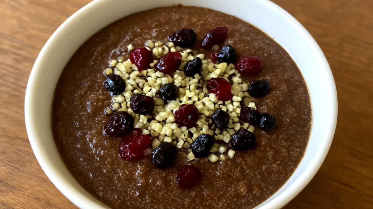 Teff porridge con semi di canapa e frutta essiccata"