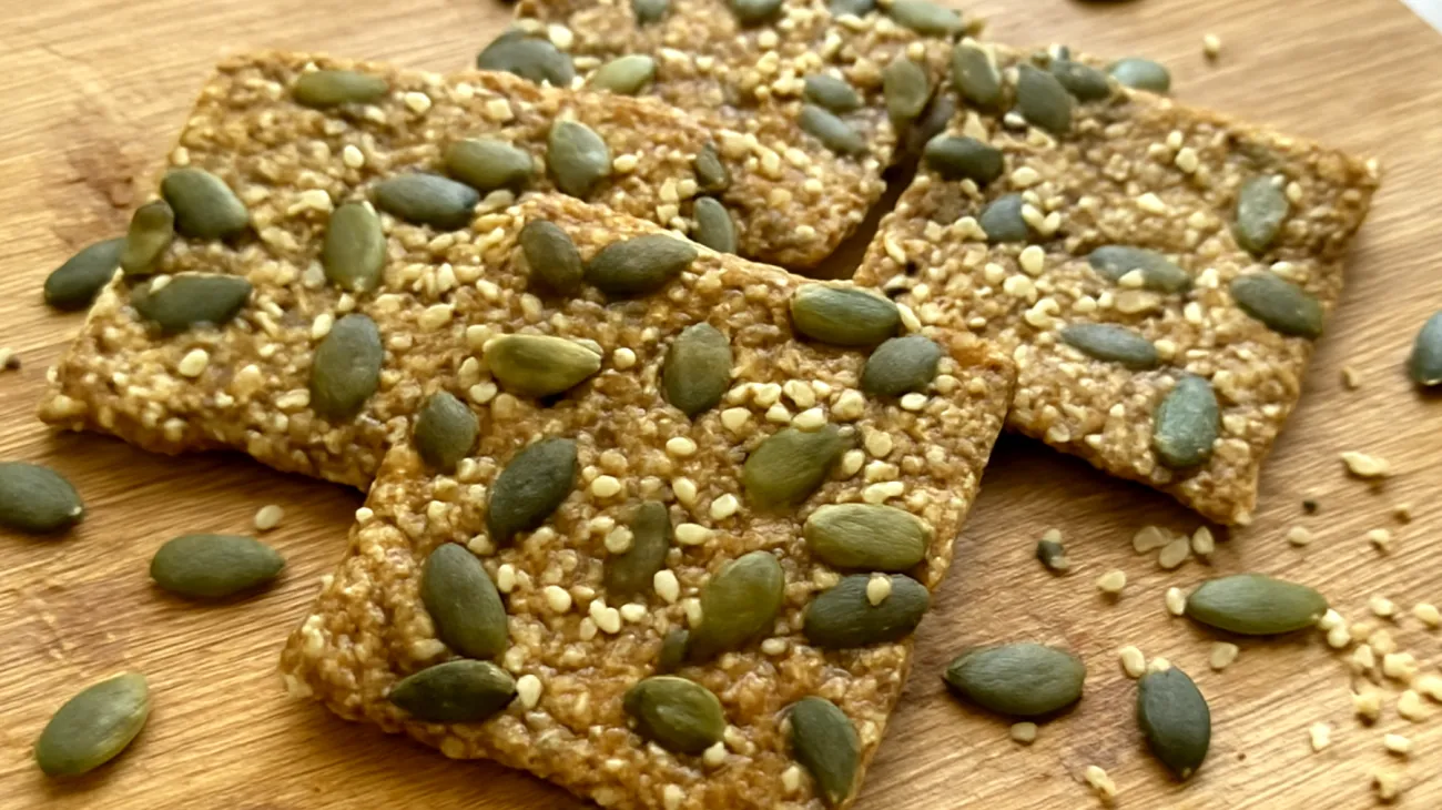 Crackers di semi di zucca e canapa fatti in casa"