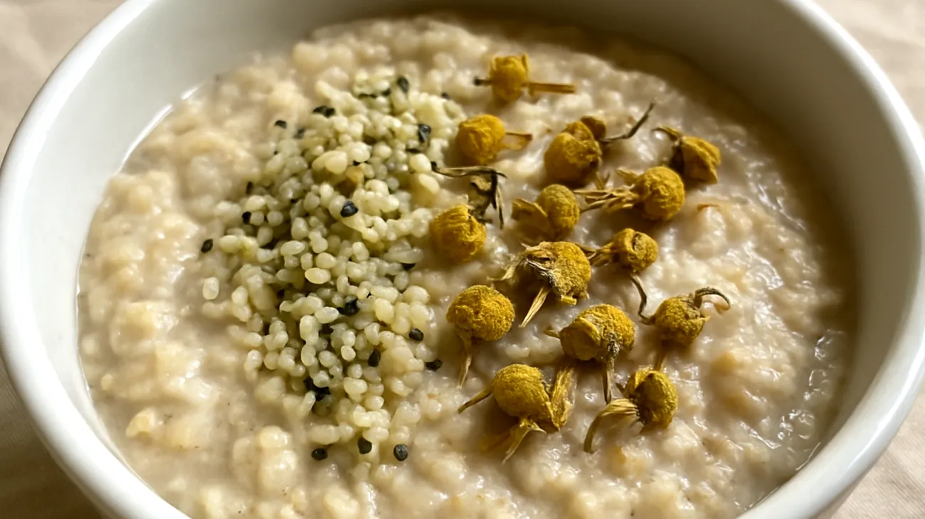 Porridge di avena con semi di canapa e camomilla"