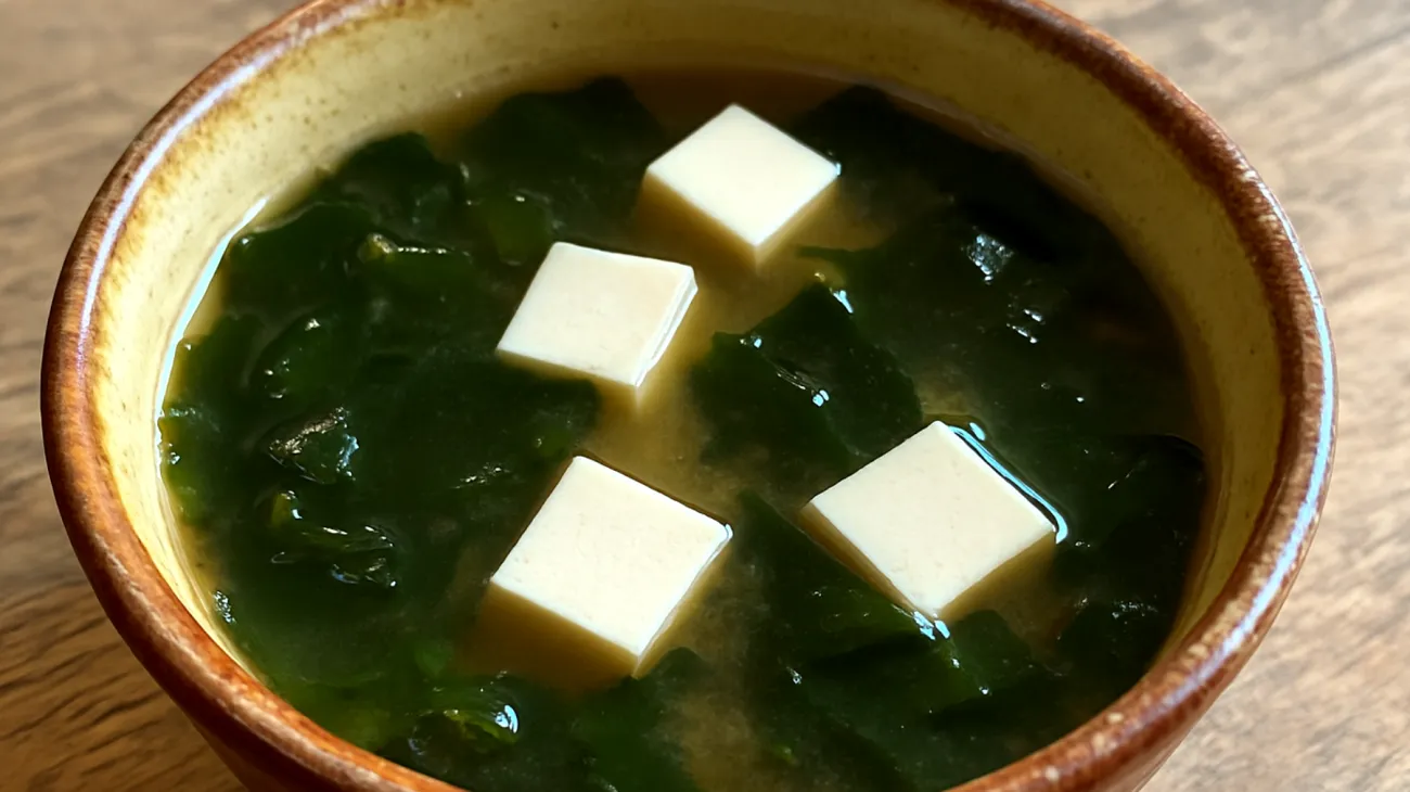 Zuppa di miso con alghe wakame e tofu"
