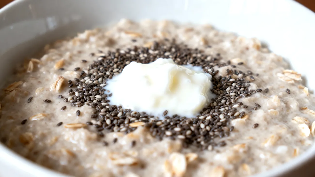 Porridge di avena con semi di chia e kefir"