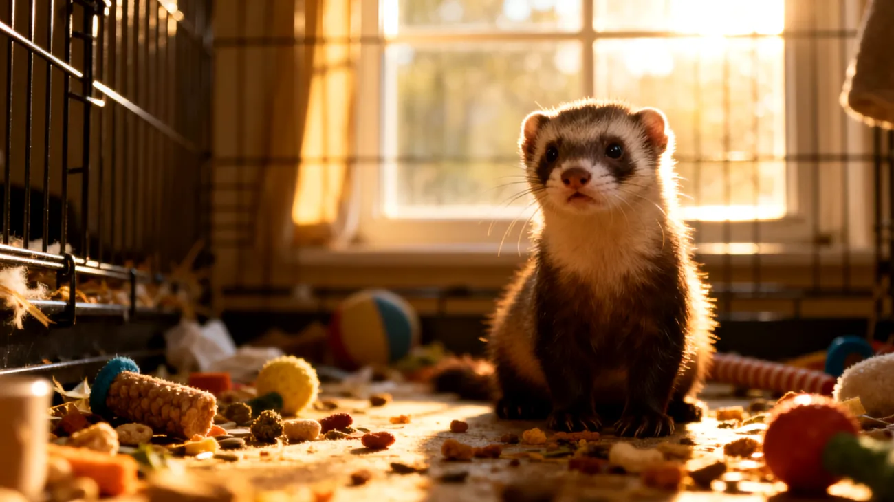 Ein junges Frettchen benötigt eine strukturierte tägliche Routine mit regelmäßigen Fütterungszeiten, Schlafphasen und Aktivitätsperioden, um sich gesund zu entwickeln und Verhaltensprobleme zu vermeiden"
