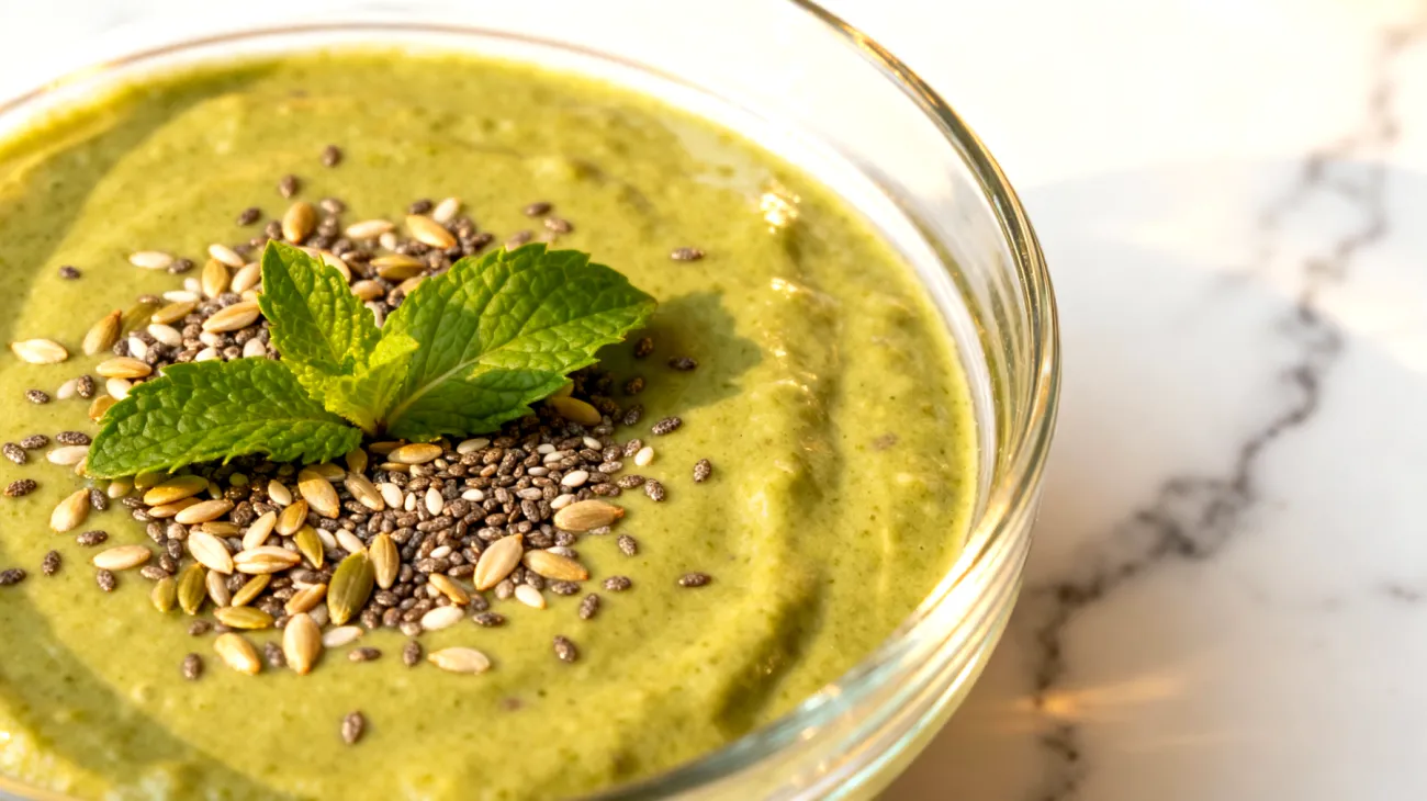 Hemp seed pudding with chia and spirulina"