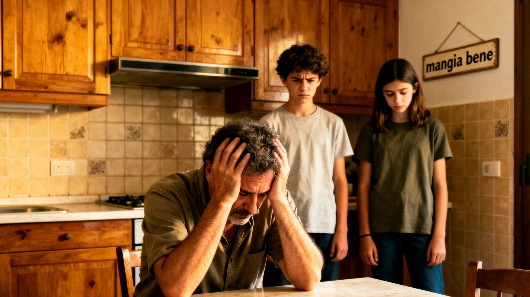 Un papà si trova a gestire tensioni continue con la famiglia allargata (ex-moglie, nuovi partner, suoceri) riguardo all'educazione e alle scelte per i figli adolescenti, che si sentono divisi tra lealtà diverse e manifestano disagio e comportamenti provocatori"