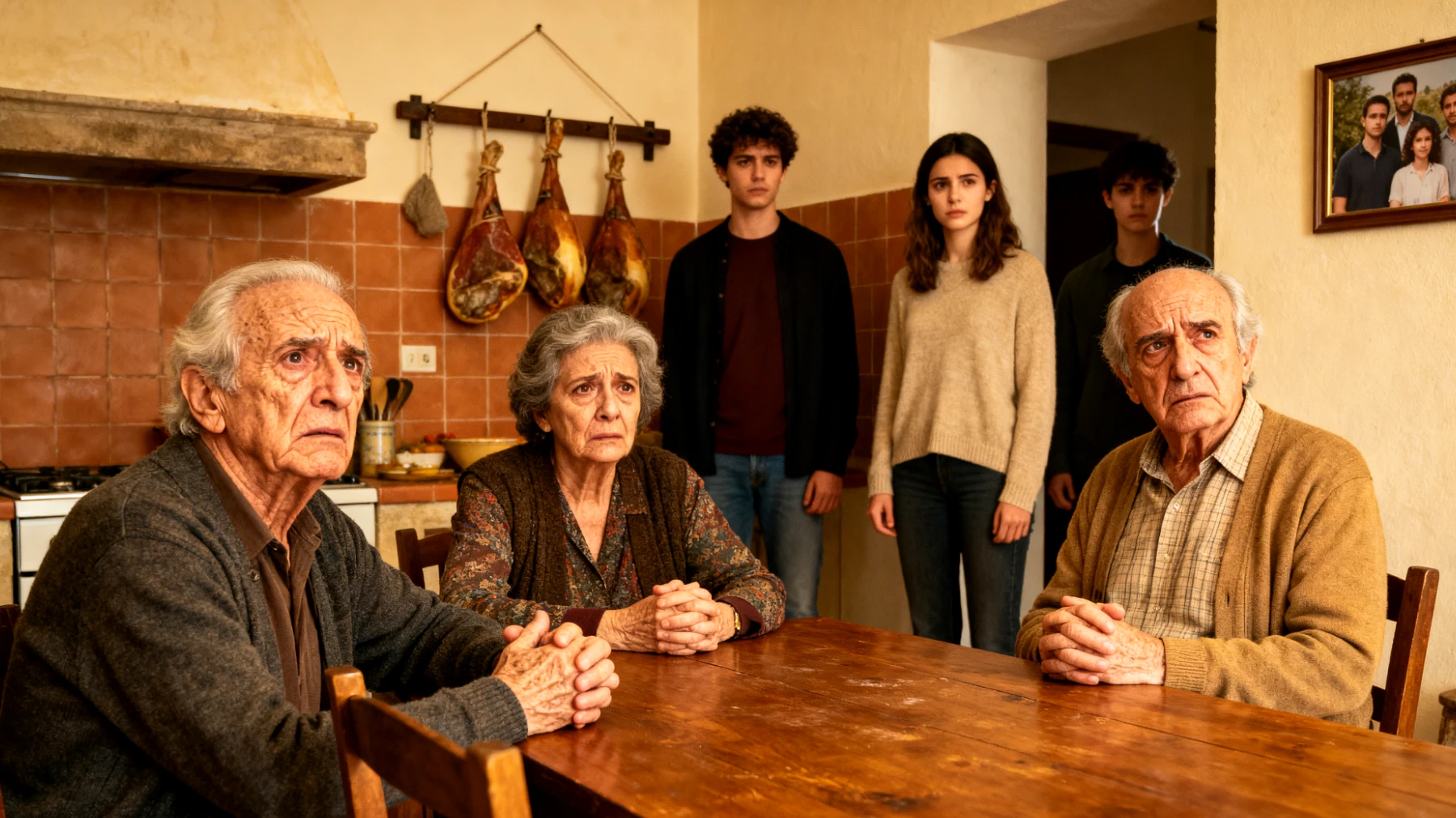 Grootouders die worstelen met jaloersheid en rivaliteit tussen hun jongvolwassen kleinkinderen, waarbij spanningen ontstaan tijdens familiebijeenkomsten en de grootouders zich onzeker voelen over hoe ze eerlijk en evenwichtig met iedereen om moeten gaan zonder partij te kiezen of favorietisme te tonen."