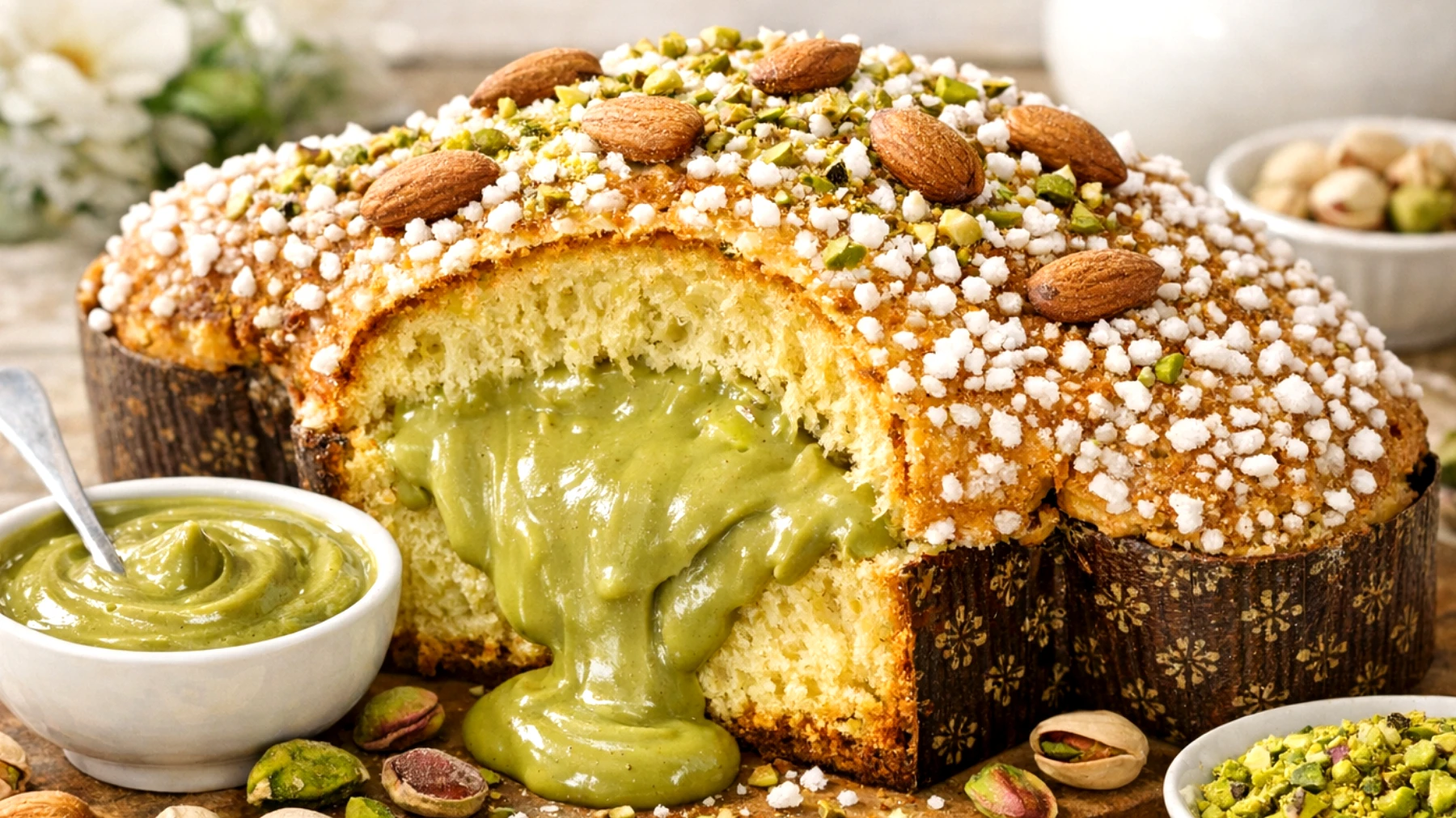 Colomba farcita con crema al pistacchio di Bronte"